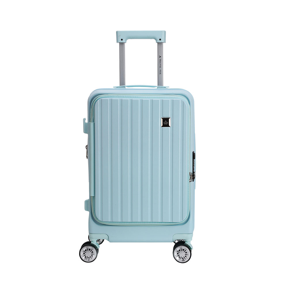 25吋簡約前開上掀式加大拉鍊行李箱-薄荷綠